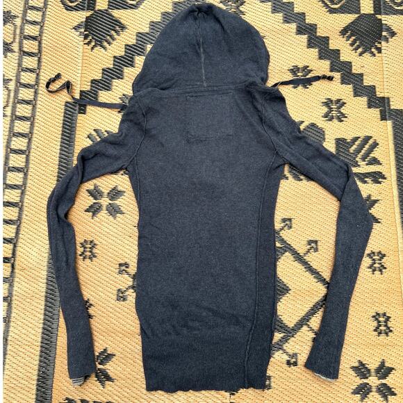 Abercrombie & Fitch | Vintage Y2K Hooded V-Neck Rabbit Hair Sweater Blue Size S - Picture 5 of 6